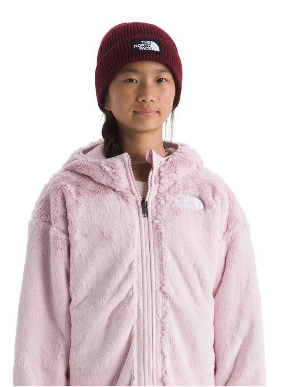 The North Face Light Pink Plush Zip Hoodie Reversible